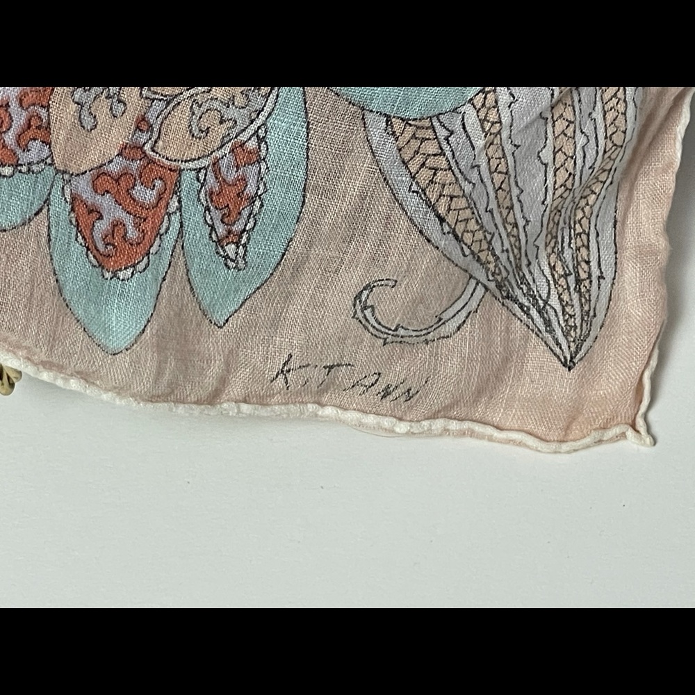 Vintage Palsy Floral Handkerchief Pocket Square Size 14” x 14” - Picture 6 of 8
